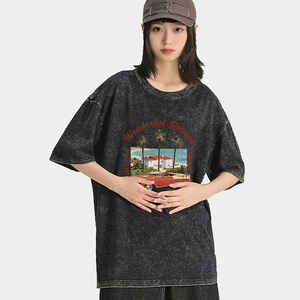 Camisetas de Verano para <span class=keywords><strong>Hombre</strong></span>, Estilo Retro, Lavadas, de Corte Holgado, Personalizadas OEM/ODM, Manga Corta, Estilo Urbano - Product Image 5