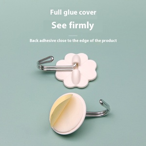 Wholesale Mei U Small Size White <b>Plastic</b> Free Sticky <b>Hook</b> Stainless Steel Dormitory Wall Hanging Key <b>Hook</b> for - Product Image 2