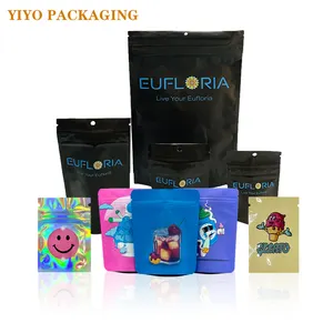 Bolsa de dulces de 1 onza, 3,5g, impresión personalizada, UV/mate/tacto suave, para alimentos, bolsas de embalaje para aperitivos, negro y rosa, Mylar, con ventana