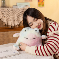 Vente en gros de grenouille en peluche ronde super douce 20cm 30cm oreillers en peluche arc-en-ciel colorés adorables décoration de la maison