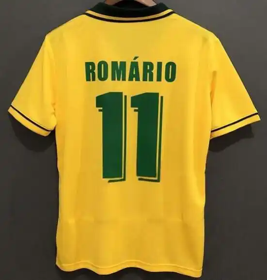 Camisetas de fútbol Retro Para el hogar, Vintage uniformes amarillos, Maillot #7 Bebeto #11 Romario, camiseta de fútbol, 1994