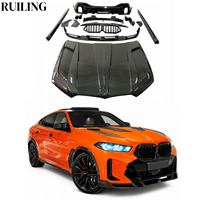 Kit de Carrocería de Fibra de Carbono Estilo LD para BMW X6 G06 LCI 2020-2022, Alerón Delantero, Faldones Laterales, Difusor Trasero, Alerón Trasero, Capó