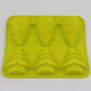 <b>Christmas</b> <b>Tree</b> Silicone Mold 8-Piece Green Easy Demold <b>Chocolate</b> Soap Mold - Product Image 3