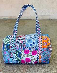 Sac de voyage en toile de coton à empiècements avec fermeture éclair imprimée, sac fourre-tout bohème, sac à bandoulière tendance pour femme - Product Image 3