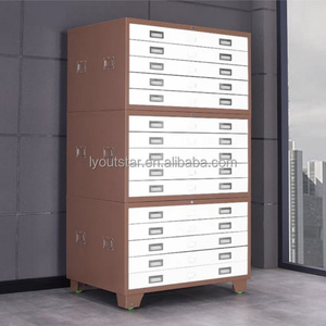 Meuble de rangement métallique moderne à 5 tiroirs avec serrure pour plans, idéal pour bureau, maison, chambre, école et atelier (pour travaux de dessin) - Product Image 3