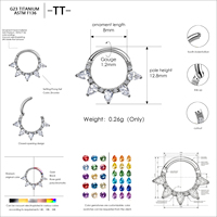 Anneau de piercing articulé en titane ASTM F136 avec zircon en forme de poire, pour enfant, unisexe, pour Daith, Septum, bijou de mode