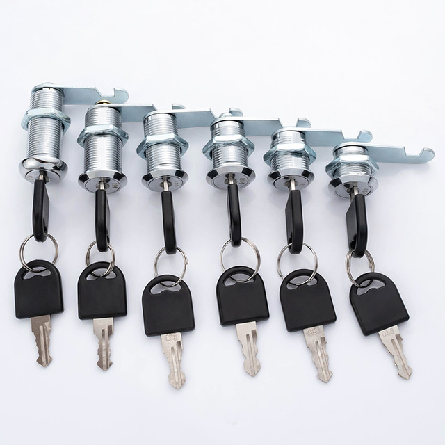 Zinc Alloy Threaded Cylinder With Two Keys Chrome Hook Mailbox File Cupboard Showcase Sliding Door Cabinet Cam Lock