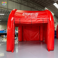 Tente tunnel gonflable AirFunPro pour extérieur avec brumisation rafraîchissante, fermeture à double couture, gonflage par souffleur, installation facile, bâche en PVC bleue