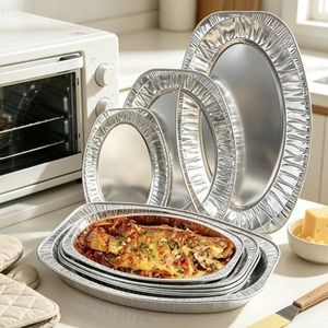 Barquettes alimentaires ovales jetables en aluminium, moules de cuisson, récipients de service pour barbecue - Product Image 3