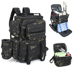Zaino da pesca leggero in poliestere da 40l resistente all'acqua con canna da pesca e custodia a tracolla da esterno - Product Image 1