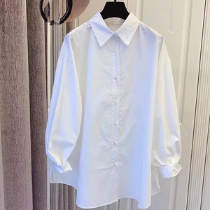 Camicette coreane alla moda taglie forti da donna a collo alto a maniche lunghe camicette sottili per camicia casual - Product Image 3