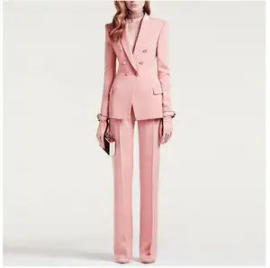 2024 High-end fashion pink ladies tuxedo pant suit women's suits & tuxedo formal ladies suits office wear