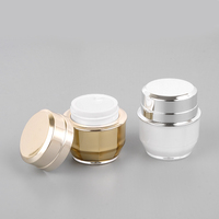 Stock disponible, faible MOQ : Pots cosmétiques vides en acrylique de luxe octogonaux pour baume à lèvres et crème de soin, blanc doré givré, 15g/30g/50g, Marque Sengmi