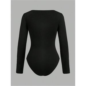 Justaucorps à manches longues pour filles, col carré, en coton et élasthanne respirant, vêtements de gymnastique - Product Image 3