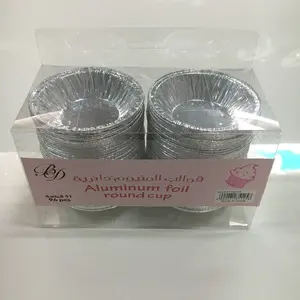 Kotak makan siang aluminium foil, kotak makan siang model kue tart telur aluminium 2.4 inci 60ml