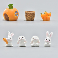 Figurines miniatures en résine de lapin, mini animaux lapins avec breloques carotte, ornements pour décorations de paysage, accessoires de bricolage