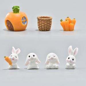 Figuras de Conejo en Resina, Miniaturas de Animales, Conejito con Zanahoria, Adornos para Decoración de Paisajes, Accesorios para Manualidades - Product Image 6