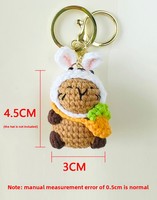 Porte-clés au crochet mignon fait main, pendentif capybara tricoté au crochet, accessoire amigurumi charmant, travaux d'aiguille