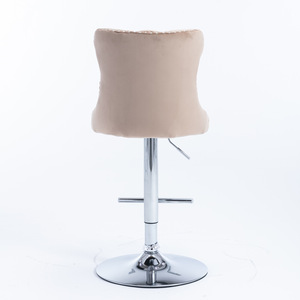 A&A Furniture Swivel Velvet Barstools <b>Adjustable</b> Height 25-33 Inch Modern Upholstered Chrome Base <b>Bar</b> <b>Stools</b> - Product Image 6