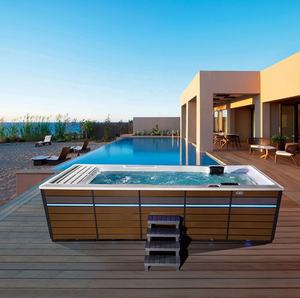 Piscina de acrílico de 5,9 m, de acero inoxidable bañera de hidromasaje, jacuzzi para exteriores con <span class=keywords><strong>cama</strong></span> de sol, iluminación colorida - Product Image 4