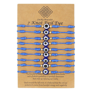 Pulsera de Ojo Turco Azul con 7 Nudos, Amuleto de la Suerte con Tarjeta, Joyería de Regalo Unisex - Product Image 4