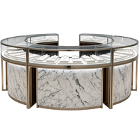 Vitrine d'îlot semi-circulaire moderne pour bijoux, comptoir modulaire en verre incurvé, présentoir de diamants et d'argent pour magasin de détail