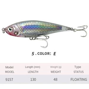 Señuelo de Pesca Tipo Lápiz de ABS de 130 mm y 48 g, Señuelos para Pesca de Lubina en Lago, Señuelos Artificiales con Anzuelos para Pesca de Fondo - Product Image 3