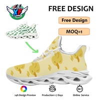 Chaussures de course athlétiques décontractées personnalisées à imprimé canard jaune mignon, grande taille, vente en gros