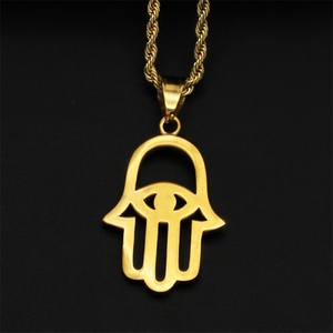 จี้พระเครื่องชุบทองวินเทจ สร้อยคอสแตนเลสสตีลพร้อมจี้รูปมือฟามาติ - Product Image 3