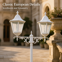 Lampadaire de jardin européen à double tête blanc, luminaire décoratif extérieur pour villa, allée, parc, projets de paysagisme