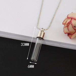 Vendita calda collana fiala di vetro trasparente apribile coperchio a vite cenere che desidera bottiglia catena ciondolo barattoli di profumo collana fai da te per le donne - Product Image 6