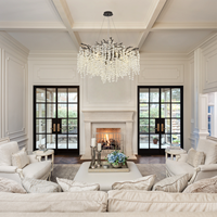 Lustre moderne HX en forme de branche d'arbre en cristal avec hauteur réglable, lumière LED blanc chaud pour chambre à coucher