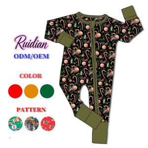 Pijamas de Bambú Navideños para Niños, Mameluco con <span class=keywords><strong>Pies</strong></span> para Bebés, Conjuntos de Bodys Unisex para Recién Nacidos de 0 a 3 Meses, Cierre de Cremallera Bidireccional - Product Image 5