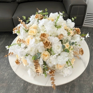 Orange Blue Artificial Silk Flower Ball Bohemian Style Handmade Table Centerpiece for Wedding Christmas Halloween - Product Image 2