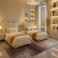 Lit double moderne européen de luxe, rembourré, en tissu velours, taille standard, pour chambre d'enfant, meubles de chambre
