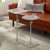 Table d'appoint multifonction en acier inoxydable, réglable en hauteur, petite table basse, table d'appoint en métal haut de gamme, montage facile