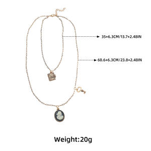 Colliers superposés Kaimei 2026, bijoux fantaisie, pendentif tête de beauté, chaîne de pull, longue chaîne, <span class=keywords><strong>collier</strong></span> <span class=keywords><strong>camée</strong></span> doré - Product Image 5