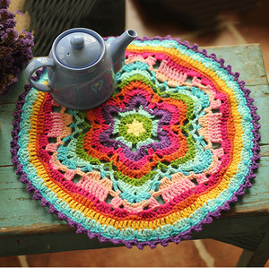 Individual redondo hecho a mano <span class=keywords><strong>para</strong></span> <span class=keywords><strong>comedor</strong></span>, tapete de ganchillo hecho a mano de 40x40, tapete bohemio <span class=keywords><strong>para</strong></span> decoración d - Product Image 1
