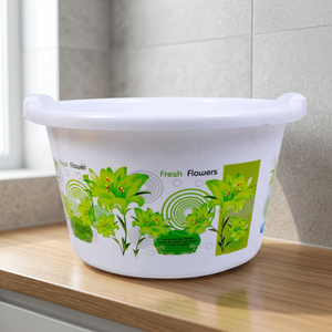 Recipiente de Plástico PP/HDPE Resistente y Ligero de 25L con Estampado Floral, Tamaño Mediano, para Almacenamiento en el Hogar, Baño, Tipo Moldeado por Inyección - Product Image 1