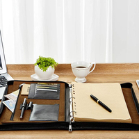 Classeur de portefeuille à 3 anneaux fait à la main en faux cuir véritable 13.3 pouces sac pour tablette à usage quotidien Document ou étui rigide pour ordinateur portable