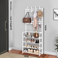 Porte-Manteau Sur Pied Multifonctionnel En Gros avec Rangement Multi-Niveaux pour Chaussures, Design Métallique Simple pour Salon