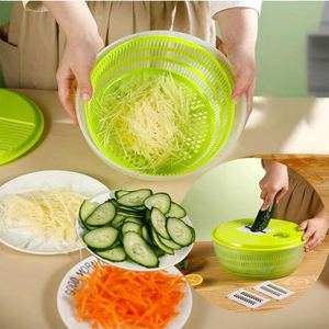 Mayorista Syh1107 Centrifugadora de Ensaladas Manual Fácil de Limpiar, Cesta Giratoria para Escurrir Verduras, Recipiente para Secar, Colador de Pasta de Dos Piezas - Product Image 3