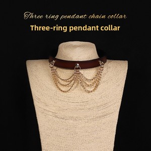<span class=keywords><strong>Collar</strong></span> de cuero de cadena dorada BDSM de lujo-Gargantilla esclava con plomo para sumisión femenina, juguete para adultos - Product Image 4