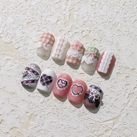 Autocollants pour ongles en dentelle rose en relief 5D, série nœuds papillon, rubans blancs, autocollants pour ongles kawaii