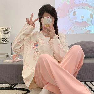 Primavera Outono Meninas Conjuntos De Pijamas 2 Peça Bonito Dos Desenhos Animados Das Mulheres Pjs Casual Mujer Pijama Pijama para Mulher Set - Product Image 6