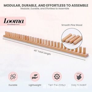 Looma Wooden <b>Weaving</b> <b>Loom</b> Frame Rectangle Standing Type Punch Free DIY Craft Tool for Scarf Blanket Making - Product Image 3
