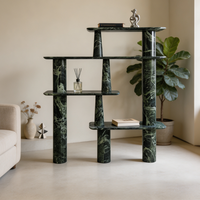 Console de rangement minimaliste en marbre vert, meuble design pour entrée et couloir, idéal pour villas et hôtels, vente en gros, personnalisation OEM