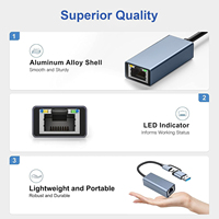 Adaptateur USB-A Type-C 2 en 1 en aluminium 10/100/1000 Mbps USB3.0 USB 3.1 Type-C vers RJ45 Gigabit Ethernet Carte réseau LAN
