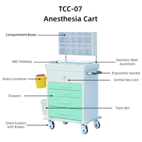Chariot d'anesthésie médical moderne en alliage d'aluminium et acier inoxydable à quatre tiroirs avec verrouillage centralisé pour urgences hospitalières