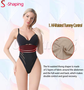 גוף מותניים גבוהה ללבוש תחתונים פיסול פיסולי גב רזה בגד גוף נשים פסים רשת פלוס גודל - Product Image 2